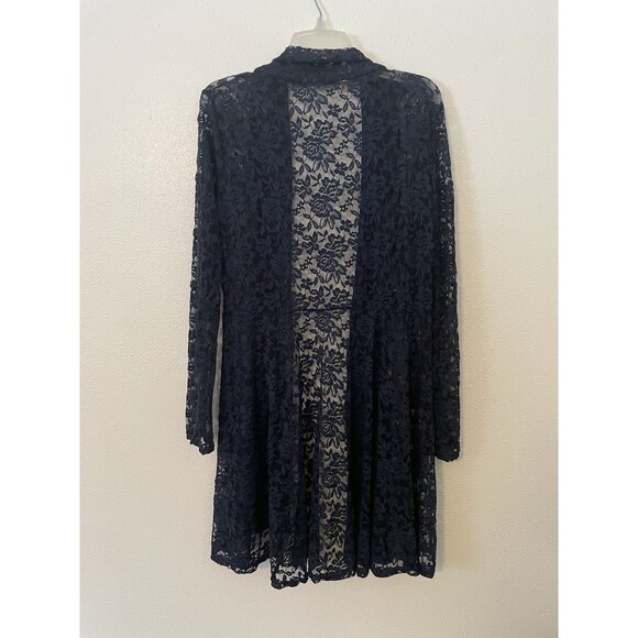 Lacey Womens Sheer Kimono Cardigan XJF MC XXXXL Feminine Navy Blue - Picture 2 of 6